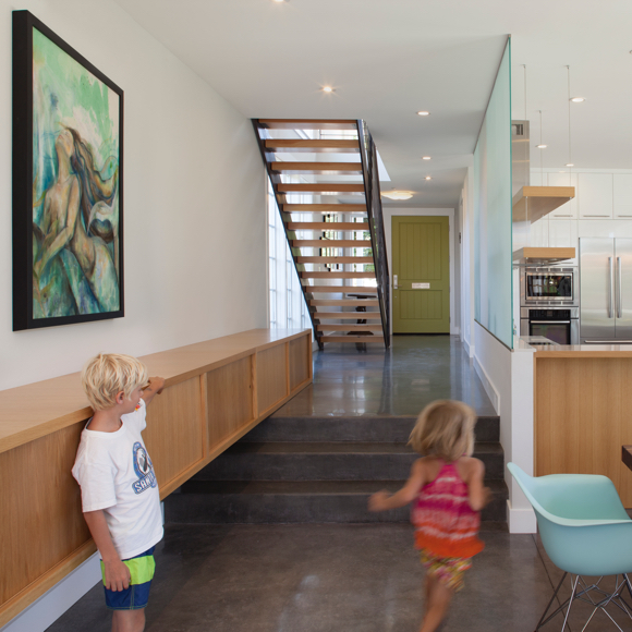 Home interior with children playing